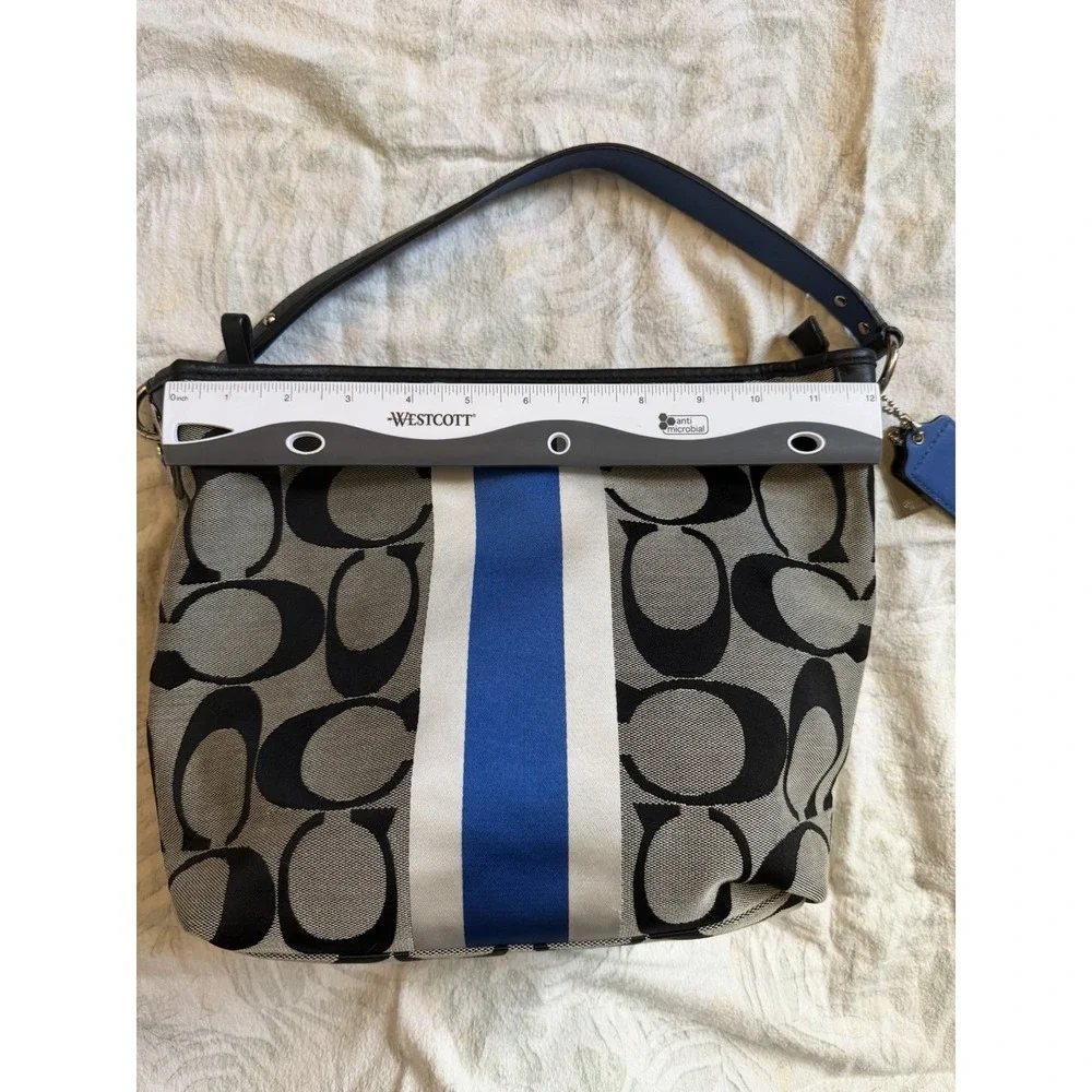 Coach Jacquard Black Blue Hamptons Weekend Satchel Purse C1282-10055